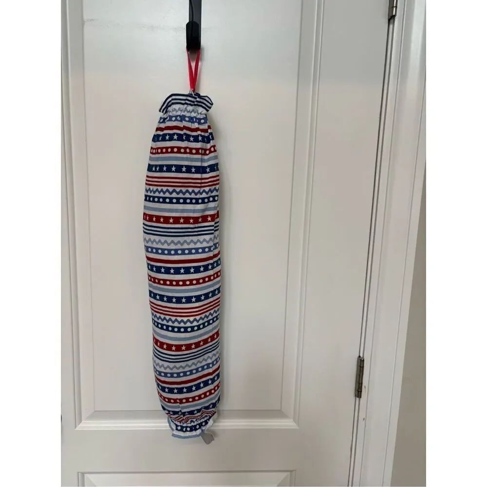 Handmade Plastic Bag Holder- Red/White/Blue Stars and stripes